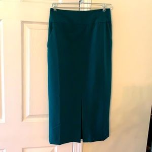 Emerald Green slit in front long pencil skirt